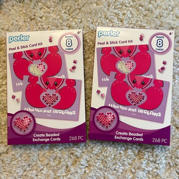 Crab Perler Bead Valentine's Cards - 2 Packs - Picture 1 of 3